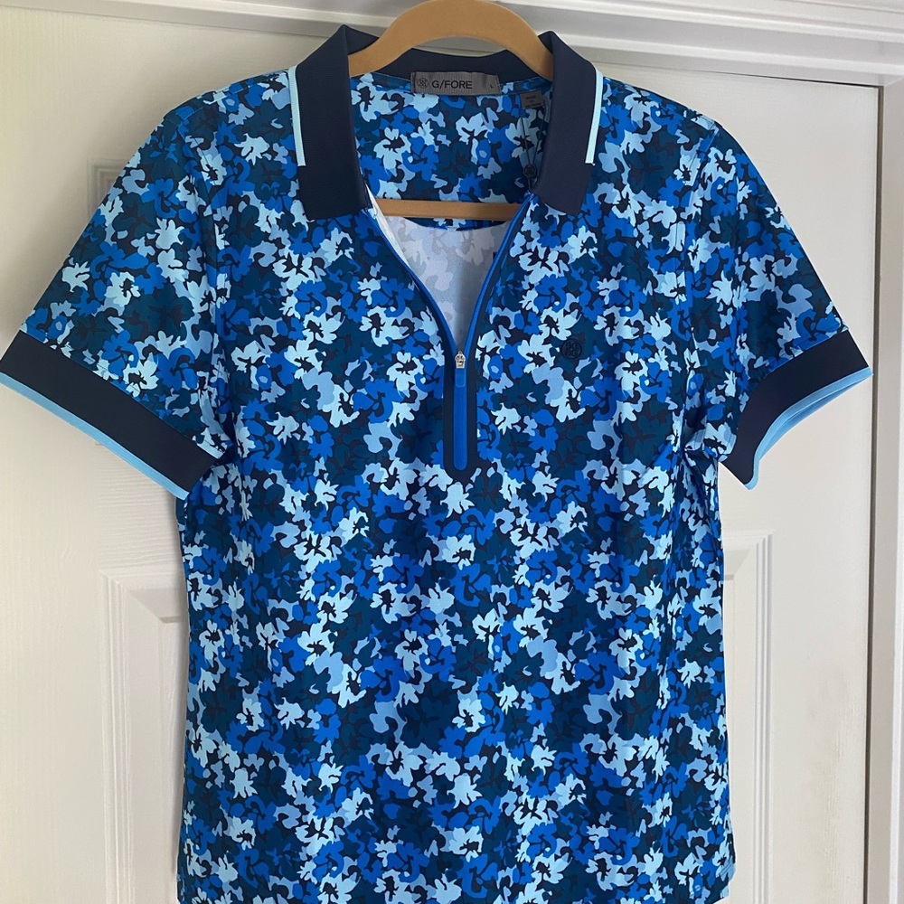 G/FORE Blue and Black Camouflage Polo Shirt - Picture 2 of 9